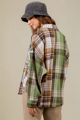 Plaid Collared Neck Long Sleeve Shirt OutfitFlow